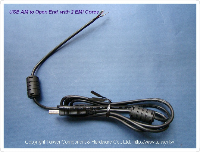 USB A Type Male to Open End (stripped wires with tin plated end)