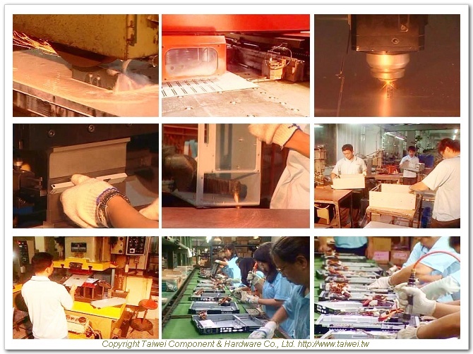 Grinding, NC Punching, Laser Cutting, Folding, Welding, Production Numeric Control Programming &  Assembling, are all proceeded in Taiwan.  Custom made chassis are always welcome !